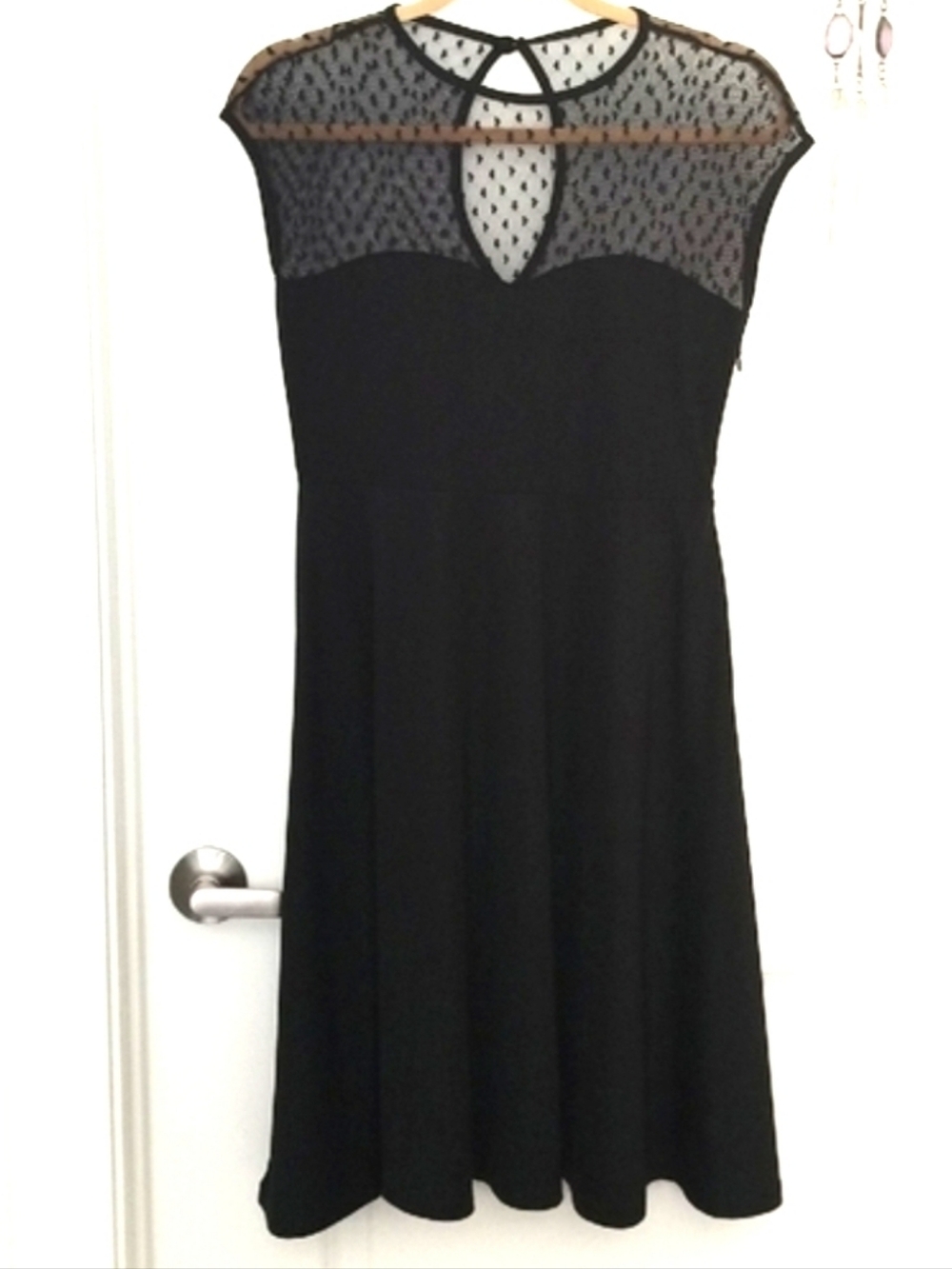 Blooming Jelly Women's M Black Sheer Yoke Cap-Sleeve Midi Dress -Evening Dress - Picture 1 of 5